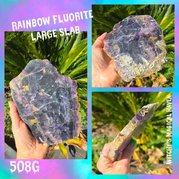 Rainbow Fluorite Large Polished Crystal Slab, 508g (1.12lbs) - Picture 4 of 11